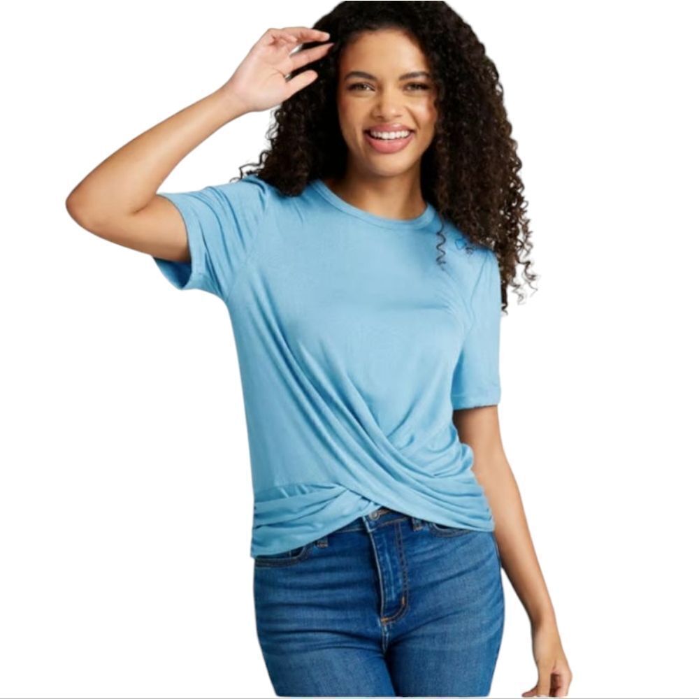 NWT ModCloth A Twist Of Fun Knit Top Blue size 1X